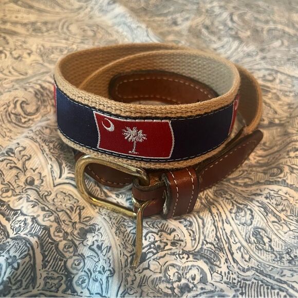Palmetto Moon South Carolina State Flag Design Mens Belt - Picture 2 of 5